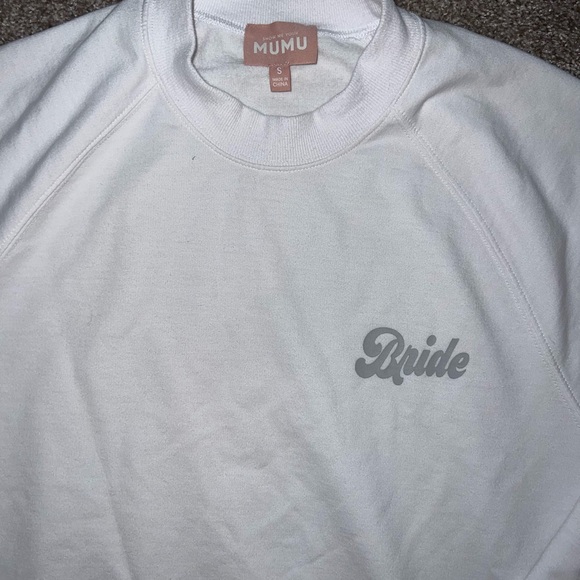 Show Me Your Mumu White Oversized Bride Crew Neck Sweatshirt Pullover Small S - Picture 4 of 4